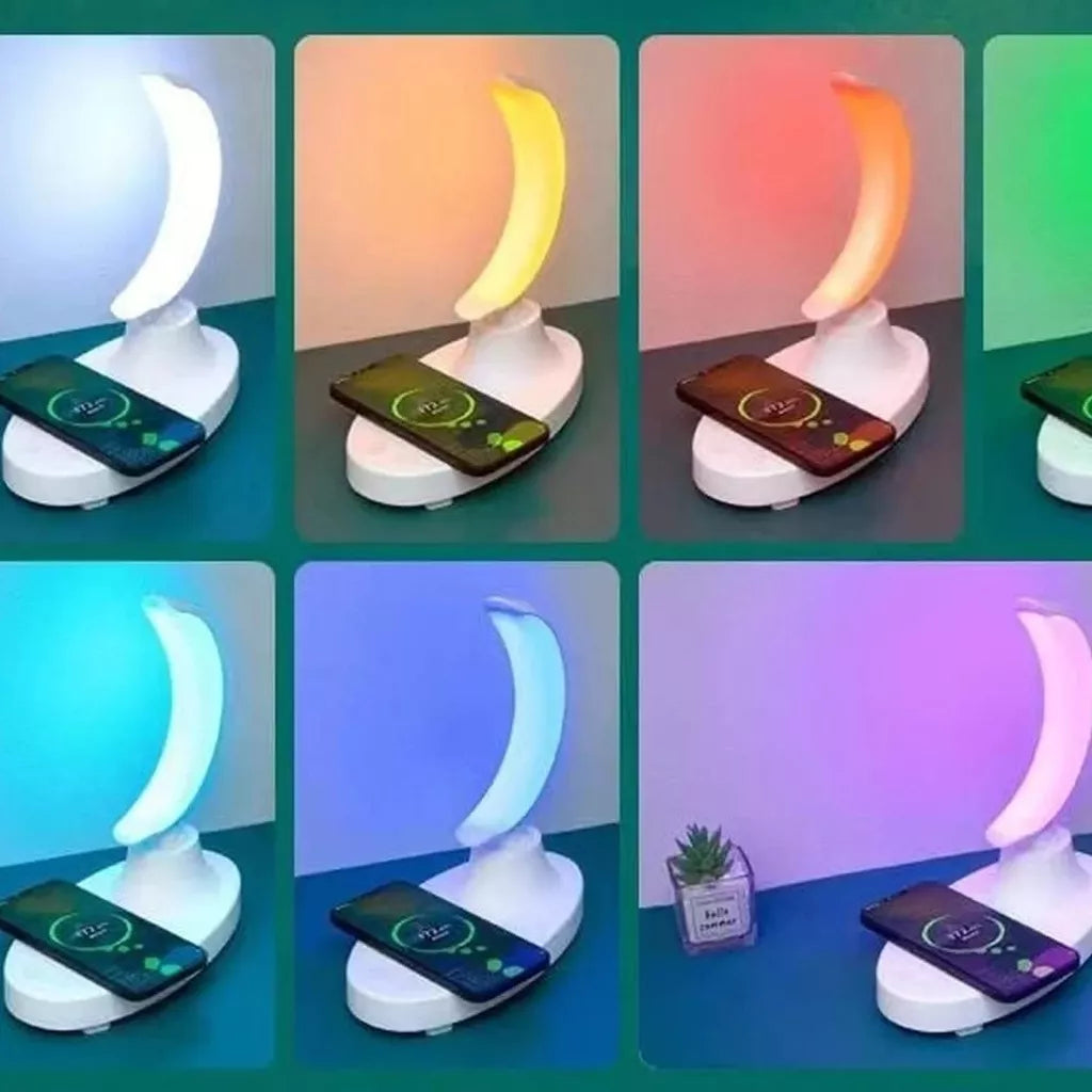 Banana lampa sa bluetooth zvučnikom i bežičnim punjačem 3u1