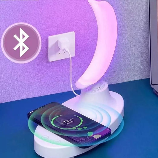 Banana lampa sa bluetooth zvučnikom i bežičnim punjačem 3u1